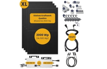 Kleines Kraftwerk XL Quattro Ziegeldach Komplettpaket (2000Wp+) Bifazial