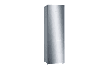 Die elegante metallic Kühlgefrierkombination vereint praktischerweise Kühlschrank und Gefriertruhe in nur einem Gerät.