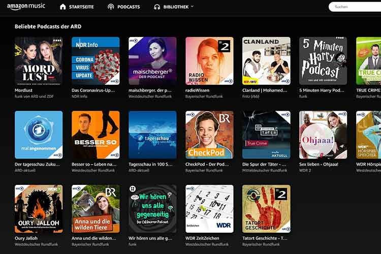 In Amazon Music sind auch beliebte ARD Podcasts verfügbar