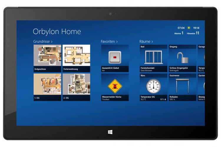 Orbylon Home Startseite auf einem Tablet