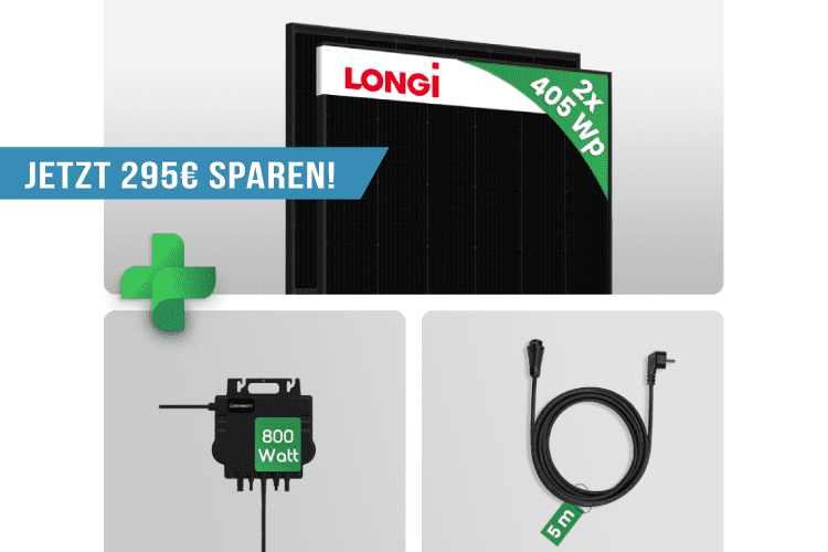 Bei AC-TEC gibt es aktuell ein Balkonkraftwerkset mit zwei Modulen, Wechselrichtern und Kabel für unter 250 Euro