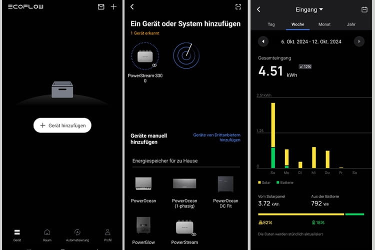 Hier sind einige der EcoFlow App-Einstellungen zu sehen