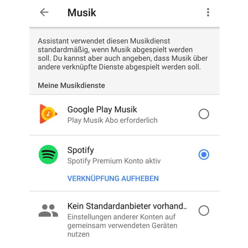 Spotify in der Google Home-App als Standard-Musikdienst festlegen
