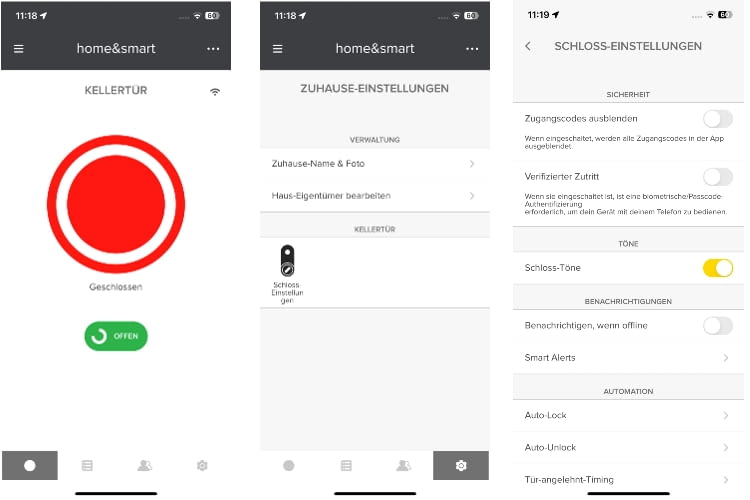 Die Yale Home App ist schlicht und übersichtlich gestaltet