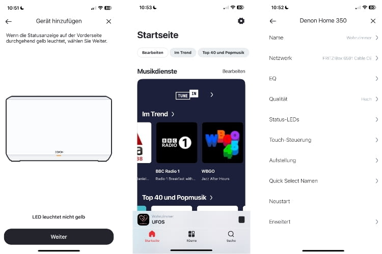 Die HEOS-App erlaubt eine schnelle Einrichtung, im Alltag nutzten wir sie aber kaum