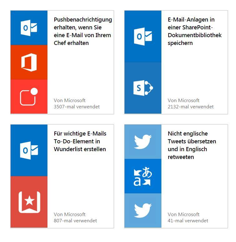 Microsoft Flow Automatisierungsdienst Anwendungen