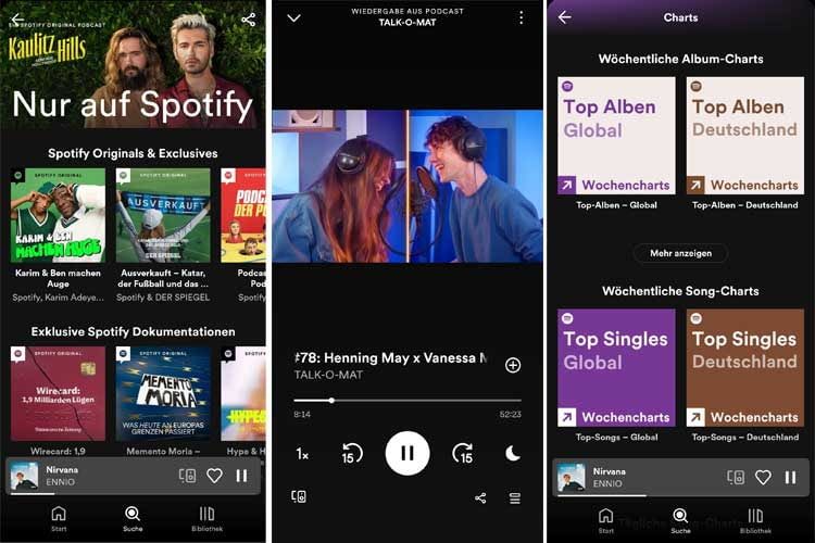 Spotify punktet mit Podcasts, Video-Podcasts und zahlreichen Songs