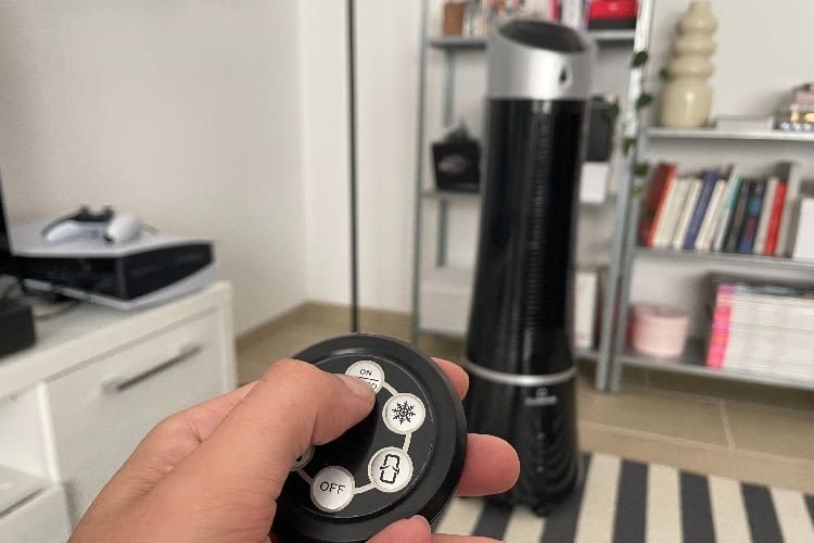 Mit der Fernbedienung können die verschiedenen Funktionen auch vom Sofa oder dem Bett aus gesteuert werden