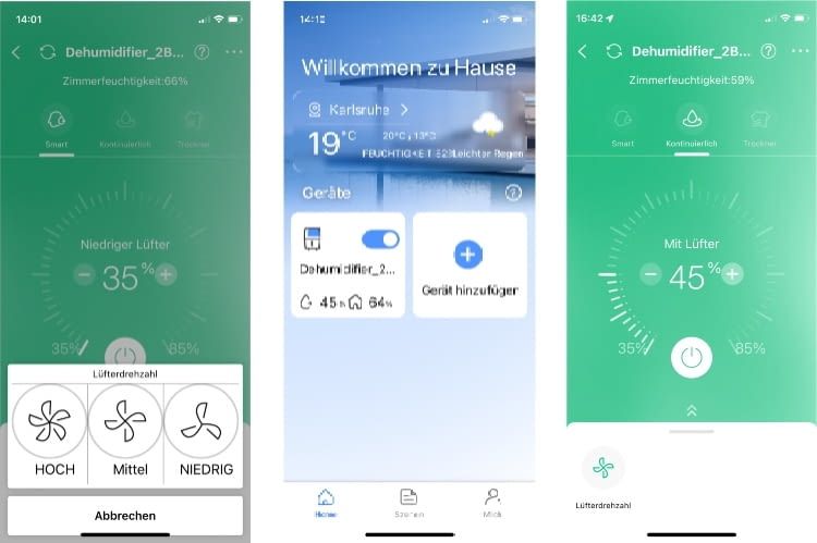Die App zum Comfee Luftentfeuchter ist benutzerfreundlich gestaltet