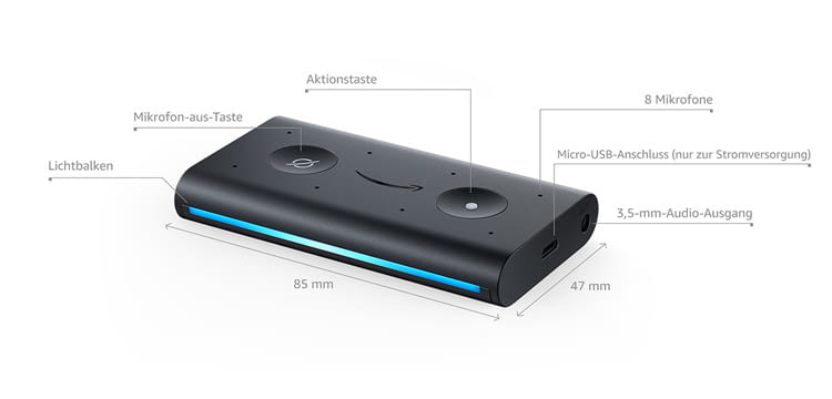 Optisch bleibt Amazon bei Echo Auto dem nüchternen Design seiner Amazon Devices treu