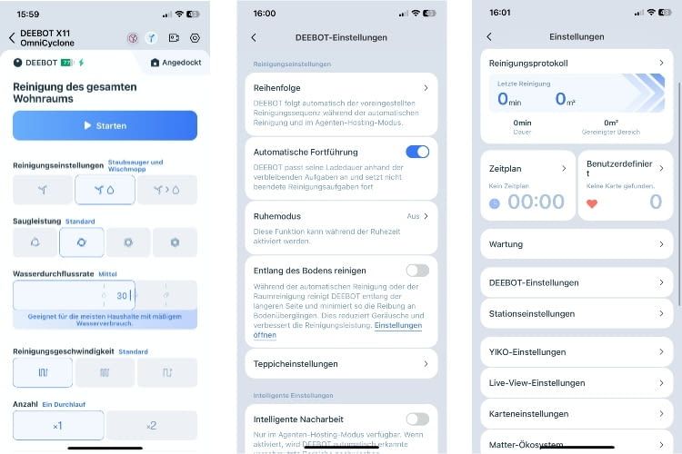 Die ECOVACS App ist übersichtlich und gelungen