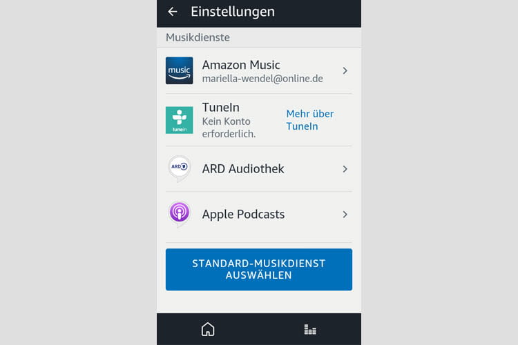 Per Alexa App lassen sich alle bereits vorgenommenen Musikeinstellungen einsehen