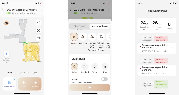 Die MOVAhome App bietet sehr viele Einstellungen