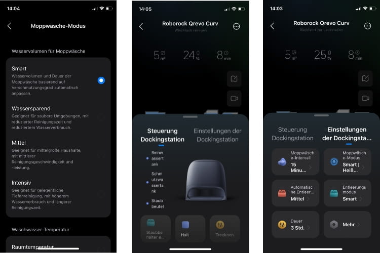 In der App sind für Saugroboter und Station viele individuelle und smarte Funktionen zu finden