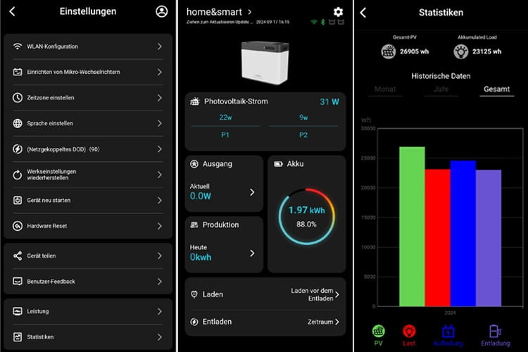 Hier sind einige der App-Einstellungen zu sehen