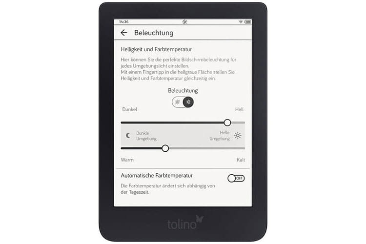 tolino shine 3 arbeitet bereits mit smartLight Technik, bei der Nutzer die Farbtemperatur einstellen können