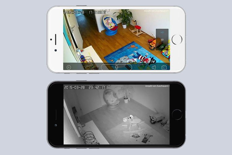 Die App streamt Live-Bilder bei Bedarf auch direkt aufs Handy