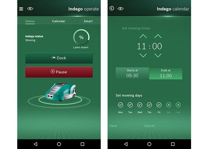 Der Mähroboter Bosch Indego 350 Connect lässt sich bequem per Smartphone App programmieren