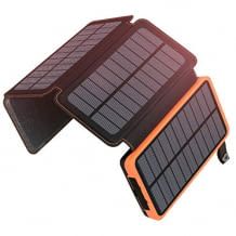 Wasserfeste tragbare Solar Powerbank mit 25000mAh, 4 Solarpanels sowie externem Akku mit 2 USB Ports.