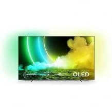 55 Zoll OLDED Smart TV mit Dolby Vision HDR und Dolby Atmos Sound sowie Ambilight-Effekt, bei dem die Bildfarben in den Raum fließen.