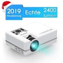 Neue Version 2019: 2400 Lumen, Video Projektor mit 1080P Ful lHD Unterstützung, viele Schnittstellen