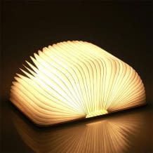 Portable und wiederaufladbare Buch-Lampe aus umweltfreundlichem Ahornholz. Licht geht an, wenn das Buch aufgeklappt wird.