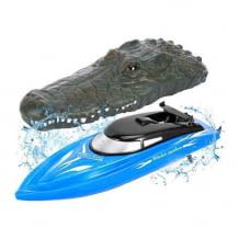 2-in-1 Wasserspielzeug kann als RC Boot benutzt werden oder als ferngesteuerter Krokodilkopf. Mit einer Geschwindigkeit von bis zu 10 km/h.