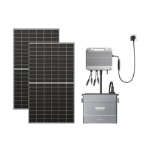 Set aus 2 Solarmodulen, Hybrid-Wechselrichter und passendem Stromspeicher