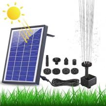 Solarbrunnen mit sofort startklarem Powerpaket, auch in Gefäßen mit nur 2,5 Zentimeter Wasserhöhe einsetzbar.