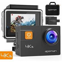 4K Ultra HD Kamera: wasserdicht, mit 170° Weitwinkel. App verwandelt Smartphone in Video-Fernbedienung für die Kamera.