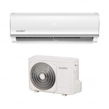 Leise fest installierte Split-Klimaanlage für Räume bis ca. 32 qm. Inkl. 3D-Luftzufuhr, smarter Steuerung und Ionisator.