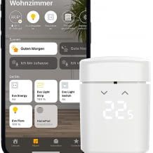 Smartes Thermostat zum Heizkosten einsparen mithilfe Heizungssteuerung, Made in Germany, Bluetooth, Thread, und Apple HomeKit kompatibel.