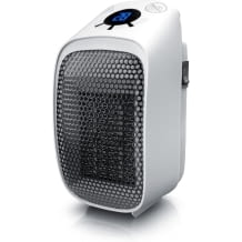 Kompakter 400 Watt Heizlüfter für die Steckdose mit 12-Stunden-Timer, Thermostat, Ventilator-Funktion, besonders leise